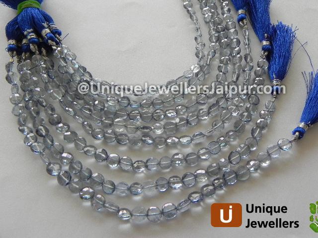 Blue Quartz Faceted Coin Beads